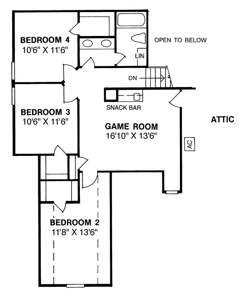 Floor Plan Second Story of Ranch Plan #178-1009