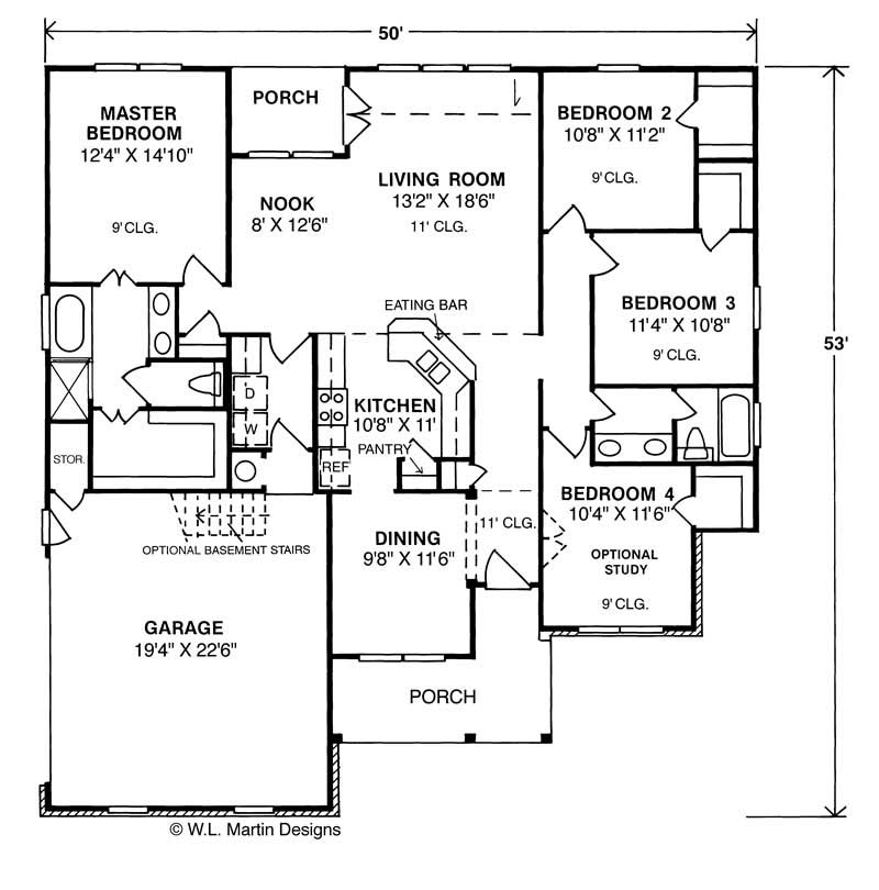 Floor Plan First Story of Small House Plans #178-1010