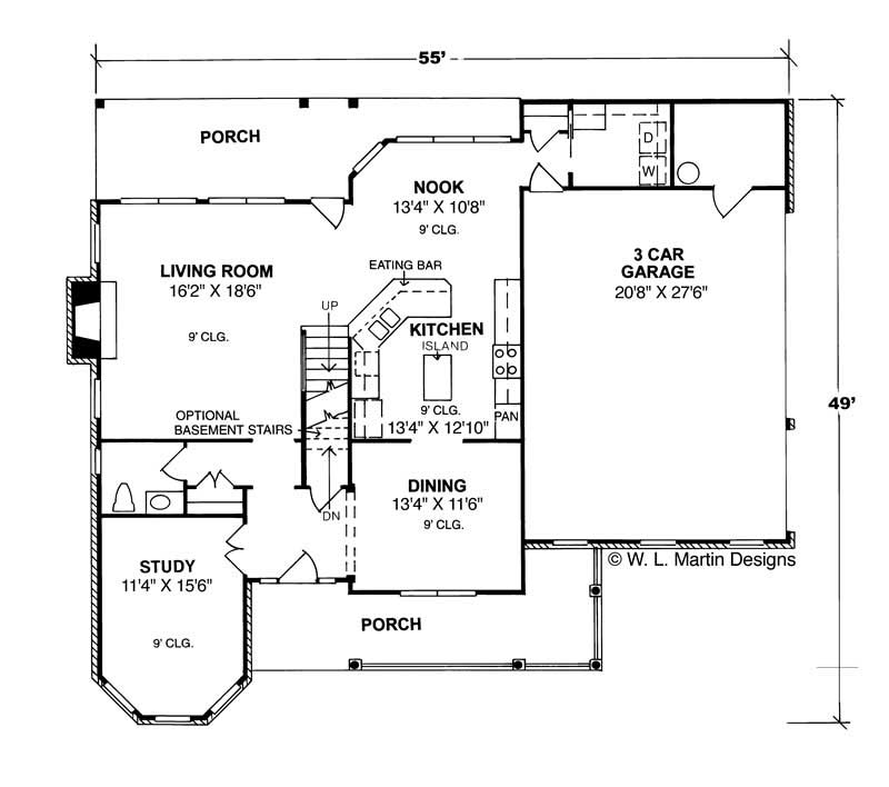 Floor Plan First Story of Country Plan #178-1011