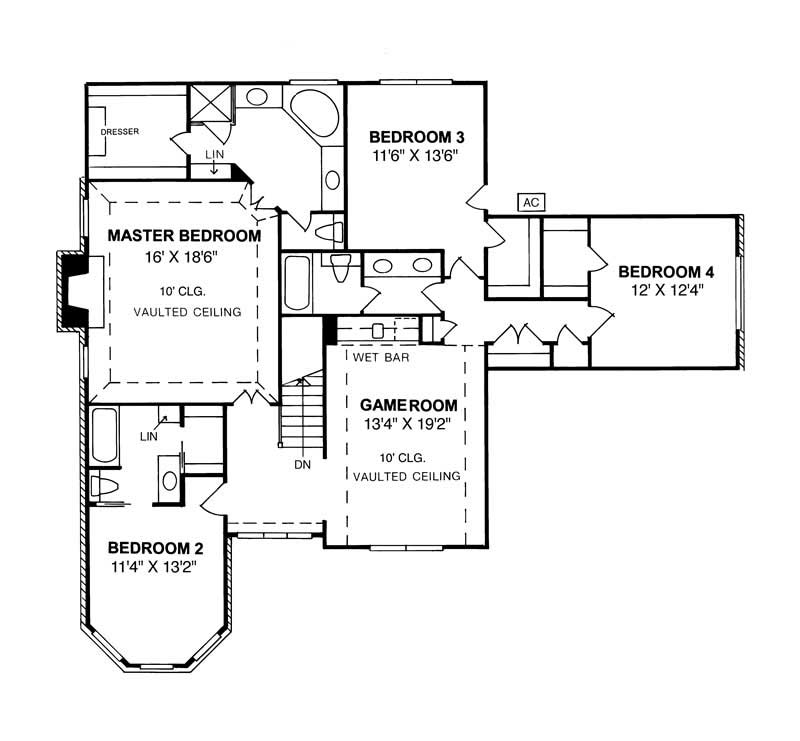 Floor Plan Second Story of Country Plan #178-1011