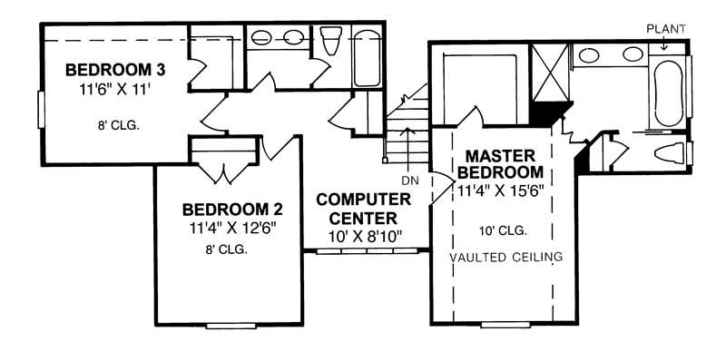 Floor Plan Second Story of Country Plan #178-1012