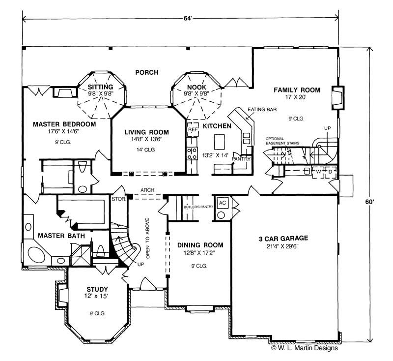 Floor Plan First Story of European Plan #178-1014