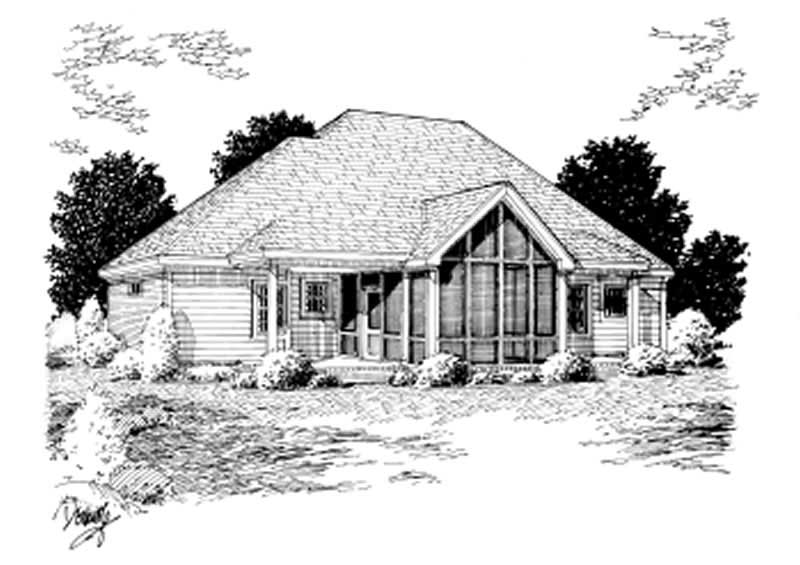 Home Plan Rear Elevation of this 3-Bedroom,1604 Sq Ft Plan -178-1015