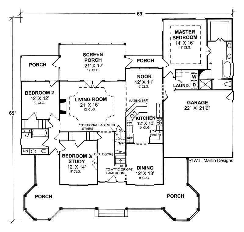 Floor Plan First Story of Country Plan #178-1016