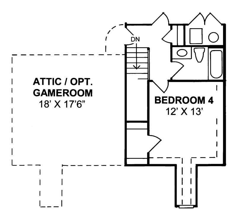 Floor Plan Second Story of Country Plan #178-1016