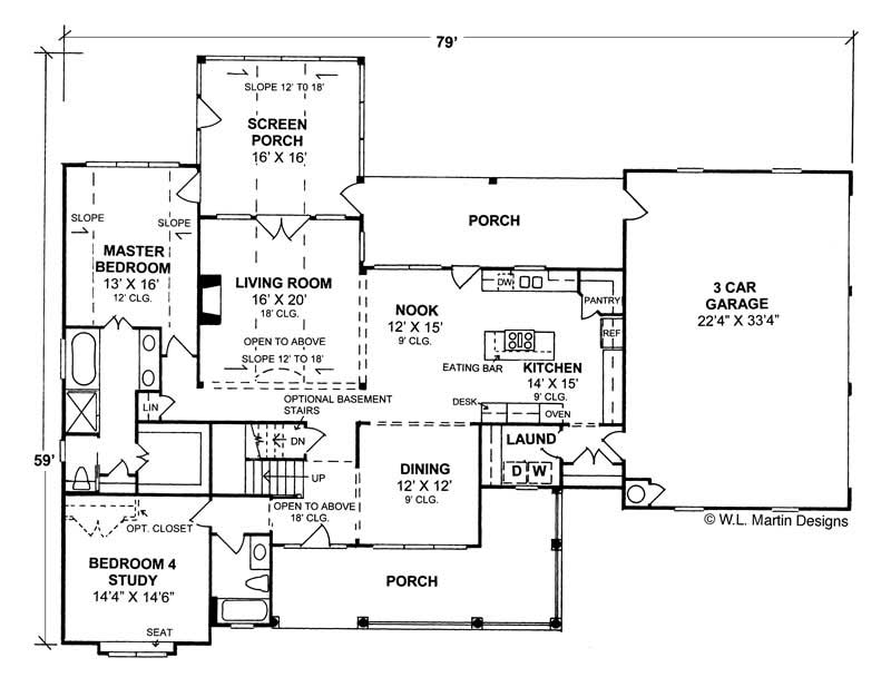 Floor Plan First Story of Country Plan #178-1017