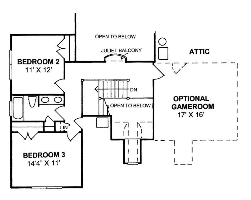 Floor Plan Second Story of Country Plan #178-1017