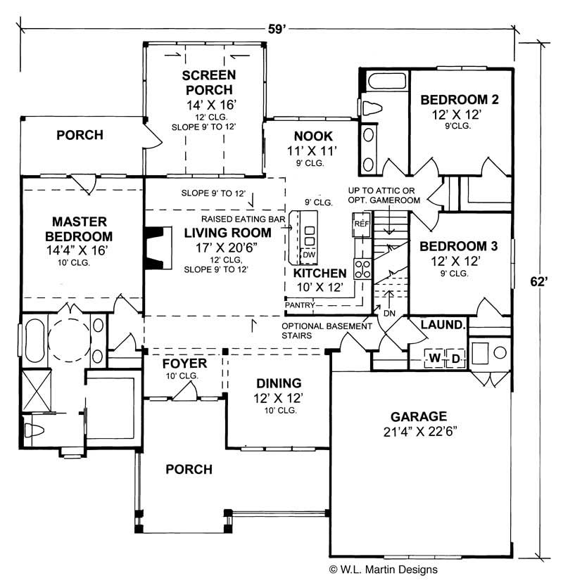 Floor Plan First Story of French Plan #178-1018