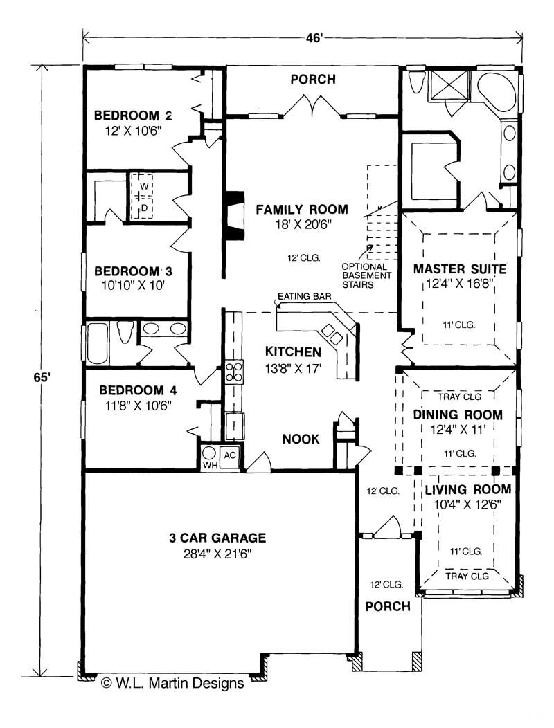 Floor Plan First Story of Ranch Plan #178-1019