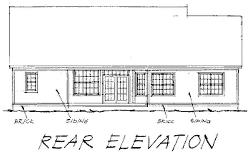 Home Plan Rear Elevation of this 3-Bedroom,1819 Sq Ft Plan -178-1021