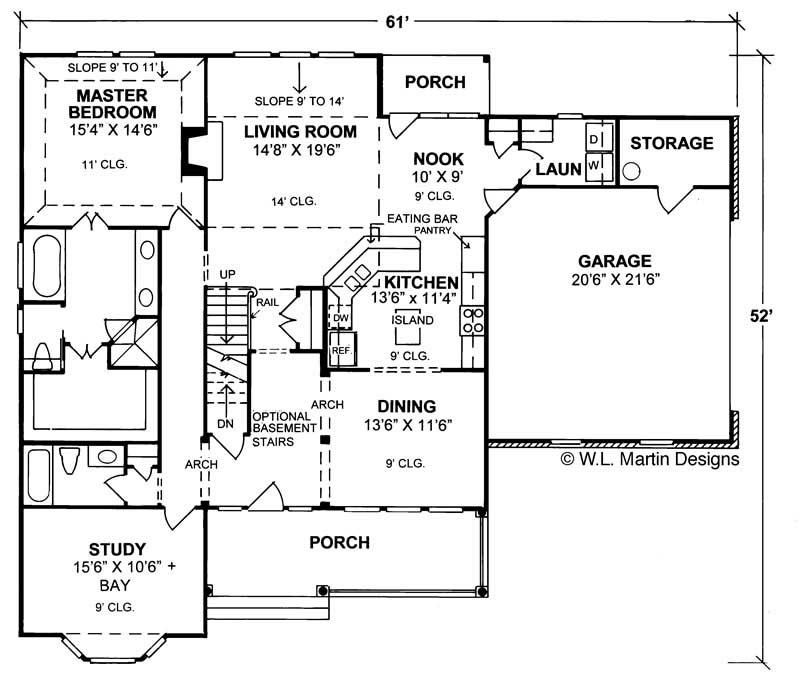 Floor Plan First Story of Country Plan #178-1022