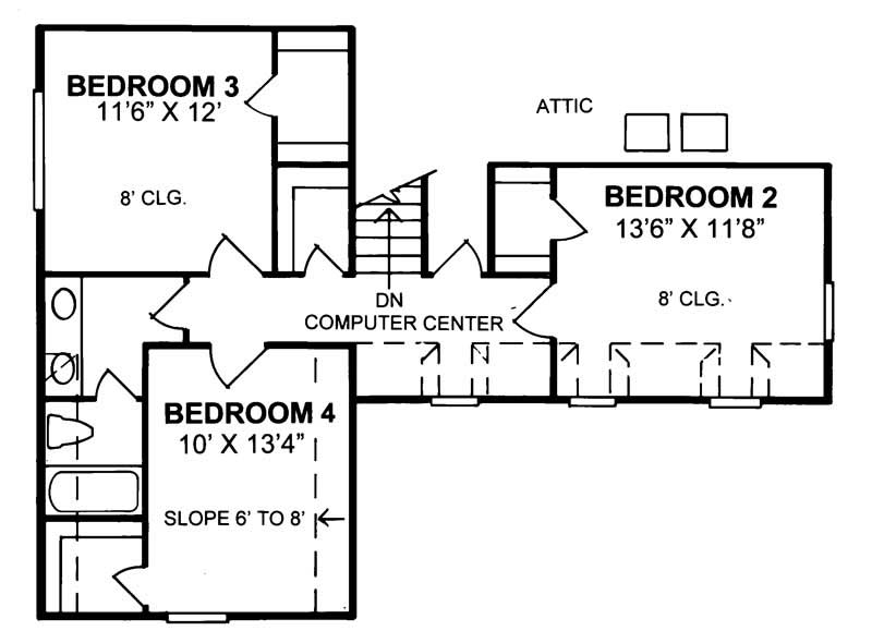 Floor Plan Second Story of Country Plan #178-1022