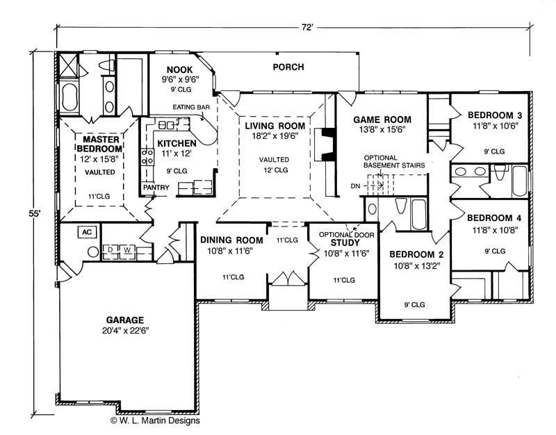 Floor Plan First Story of European Plan #178-1023