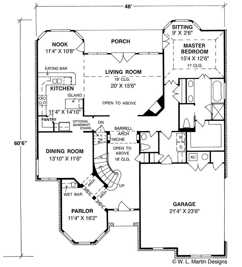 Floor Plan First Story of European Plan #178-1024