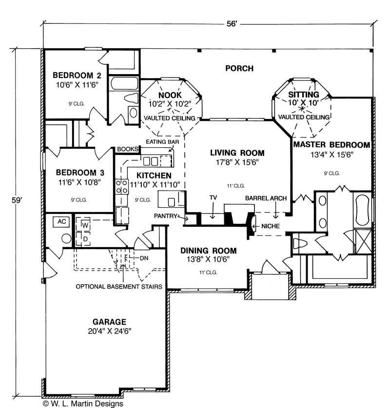 Floor Plan First Story of Small House Plans #178-1026