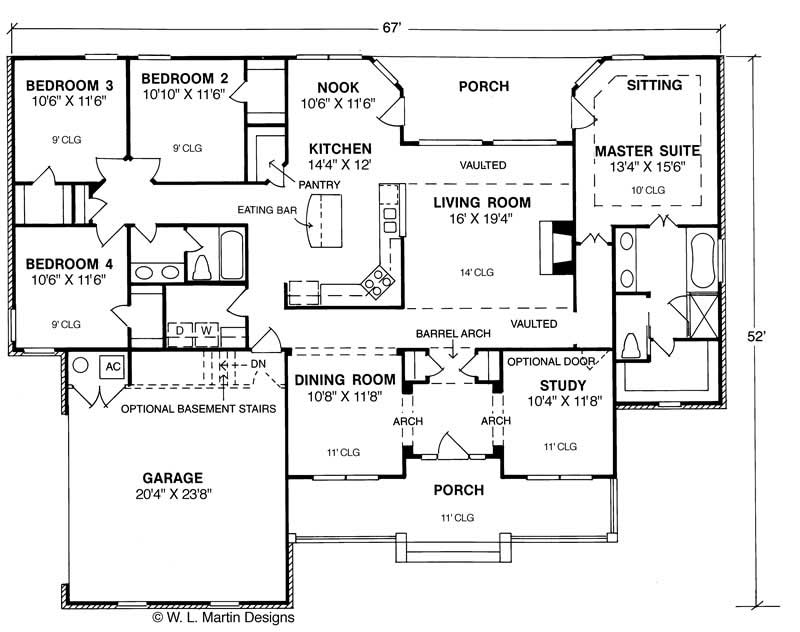 Floor Plan First Story of Ranch Plan #178-1027
