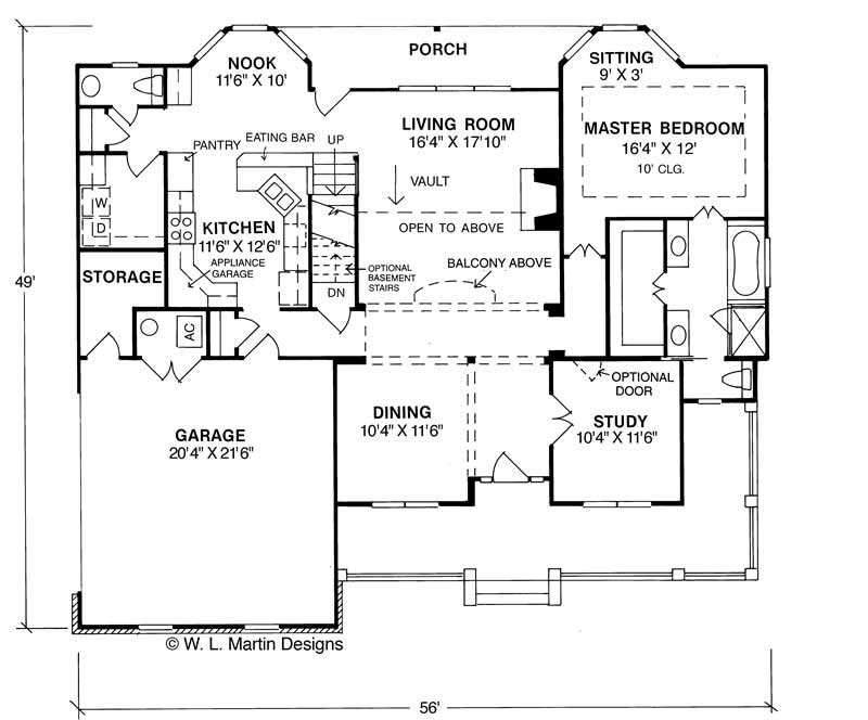 Floor Plan First Story of Traditional Plan #178-1028