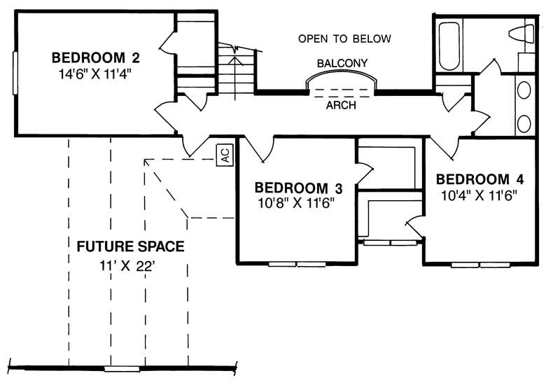 Floor Plan Second Story of Traditional Plan #178-1028