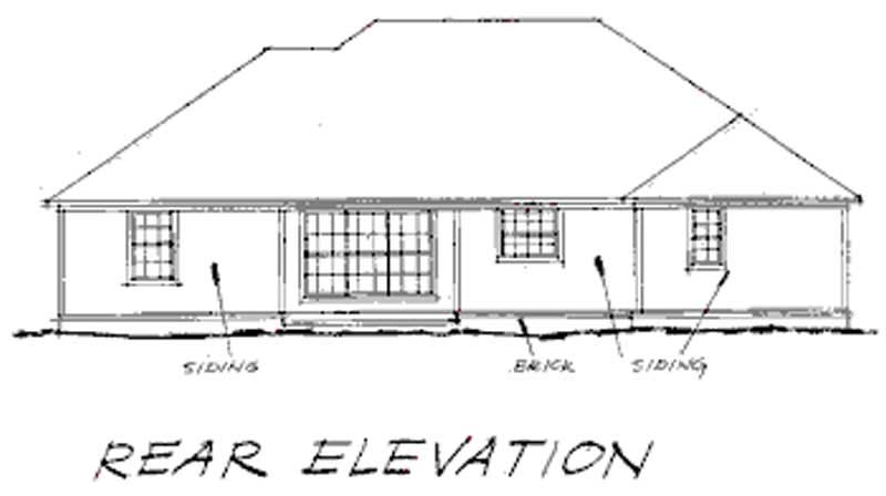 Home Plan Rear Elevation of this 4-Bedroom,1539 Sq Ft Plan -178-1029