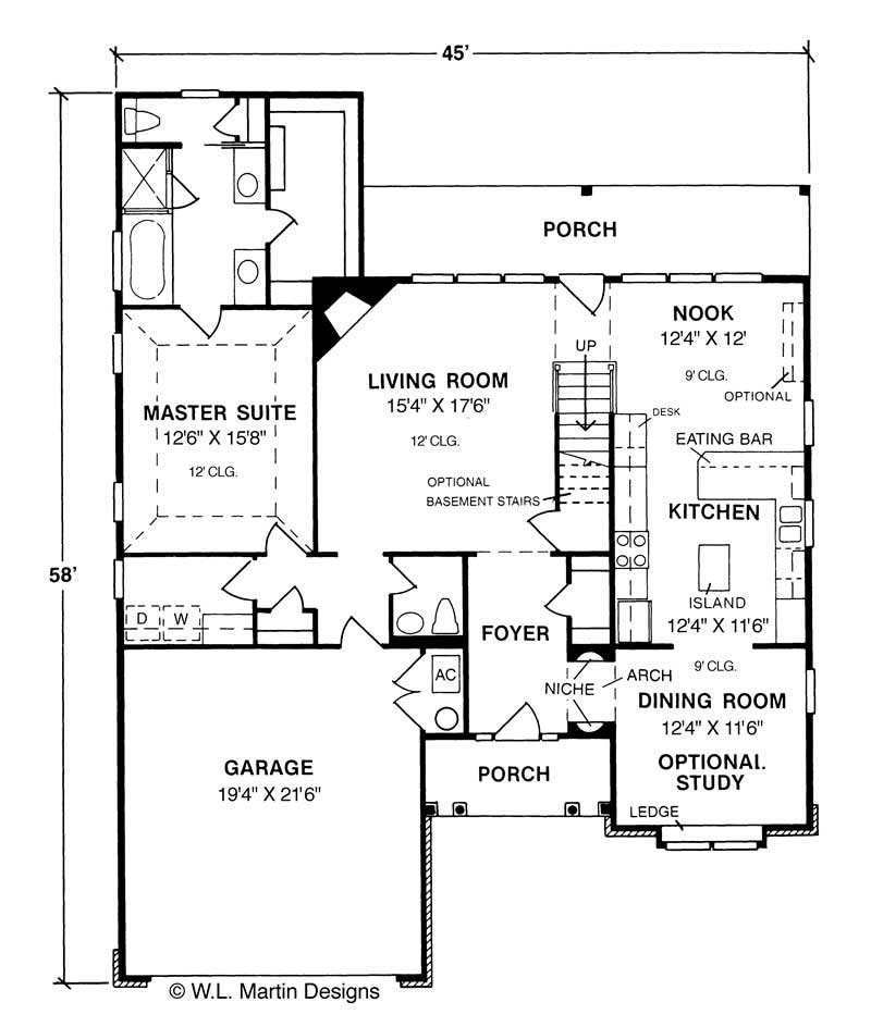 Floor Plan First Story of Traditional Plan #178-1030