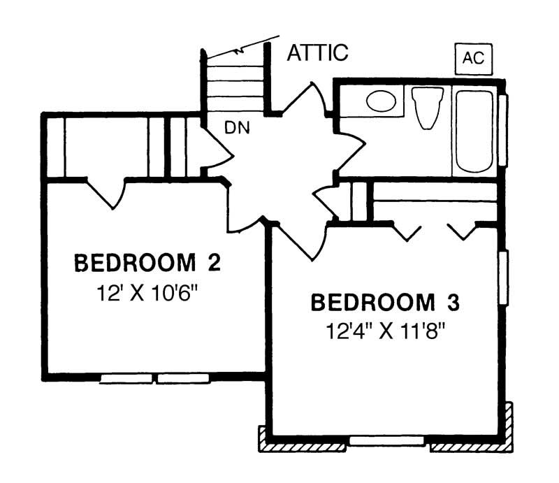 Floor Plan Second Story of Traditional Plan #178-1030