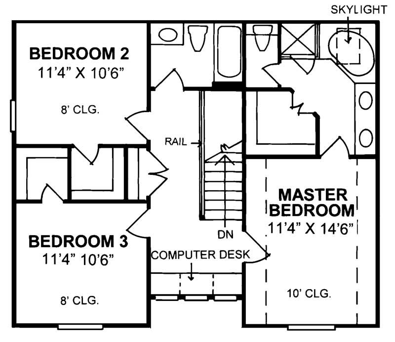 Floor Plan Second Story of Country Plan #178-1031