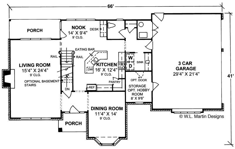 Floor Plan First Story of Colonial Plan #178-1033
