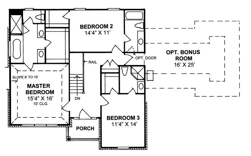 Floor Plan Second Story of Colonial Plan #178-1033