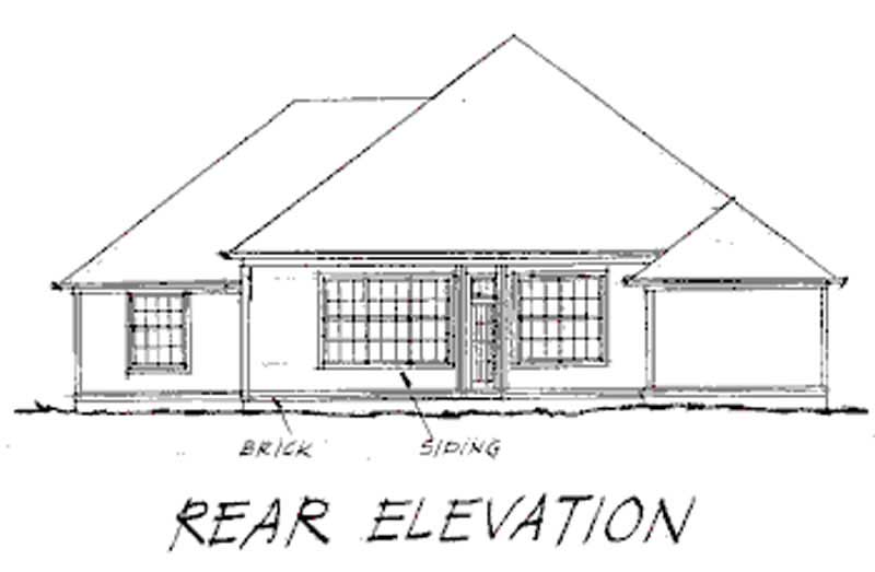 Home Plan Rear Elevation of this 3-Bedroom,1849 Sq Ft Plan -178-1035