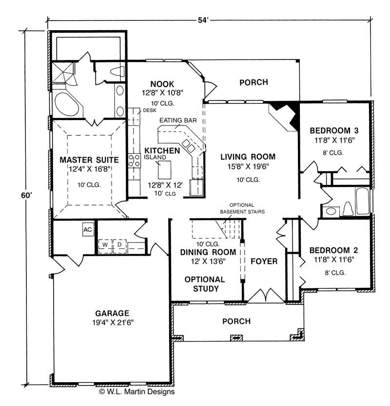 Floor Plan First Story of European Plan #178-1035