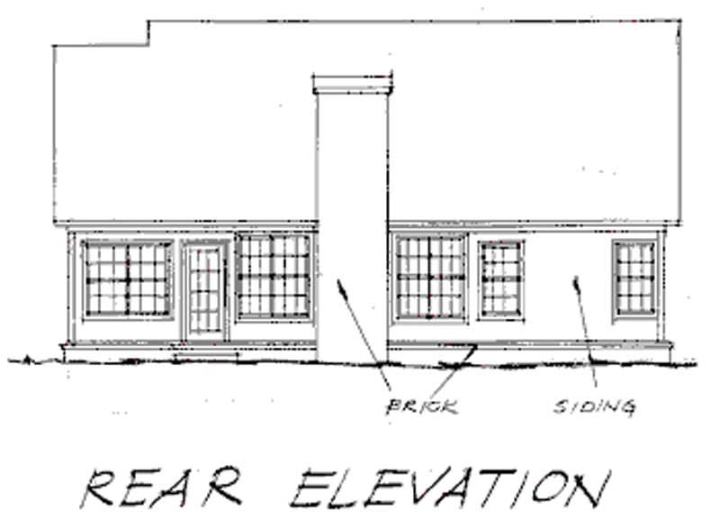 Home Plan Rear Elevation of this 3-Bedroom,1395 Sq Ft Plan -178-1036