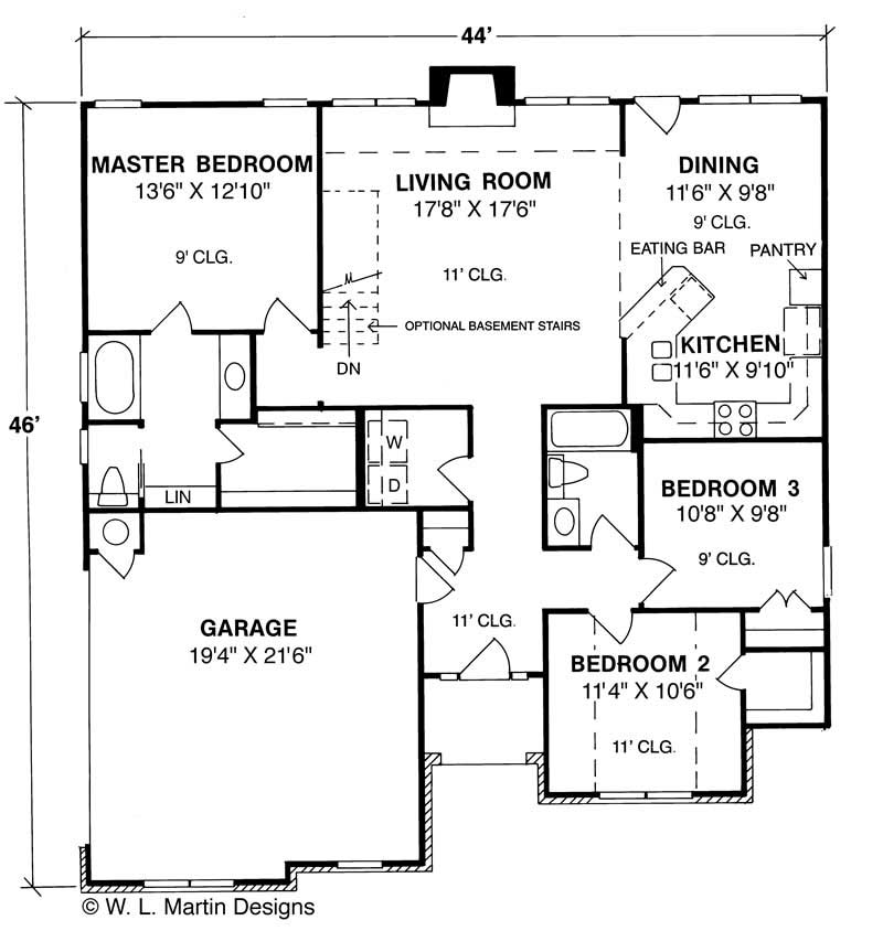 Floor Plan First Story of Small House Plans #178-1036