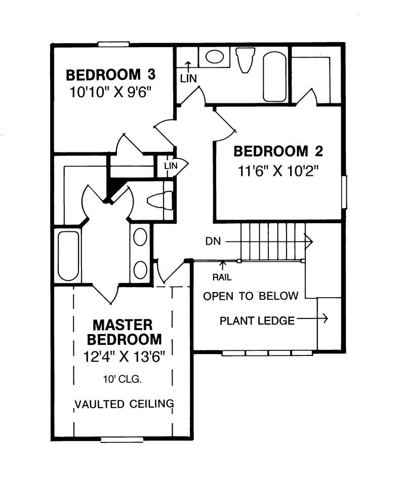 Floor Plan Second Story of Country Plan #178-1037