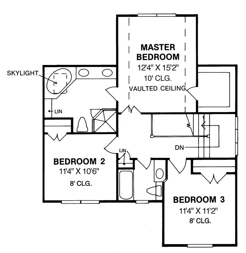 Floor Plan Second Story of Country Plan #178-1038