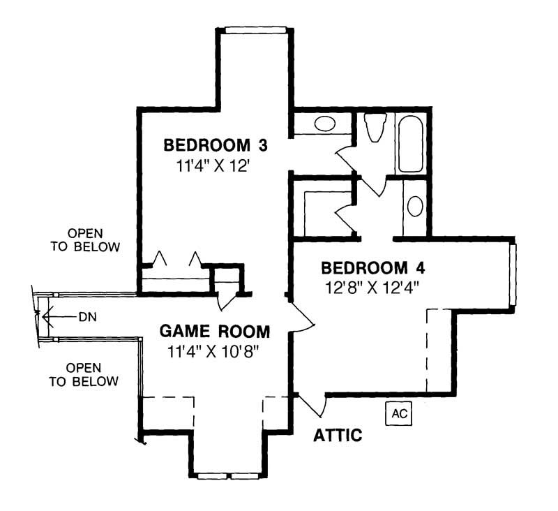 Floor Plan Second Story of European Plan #178-1039