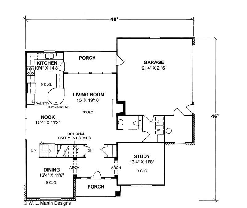 Floor Plan First Story of Country Plan #178-1040