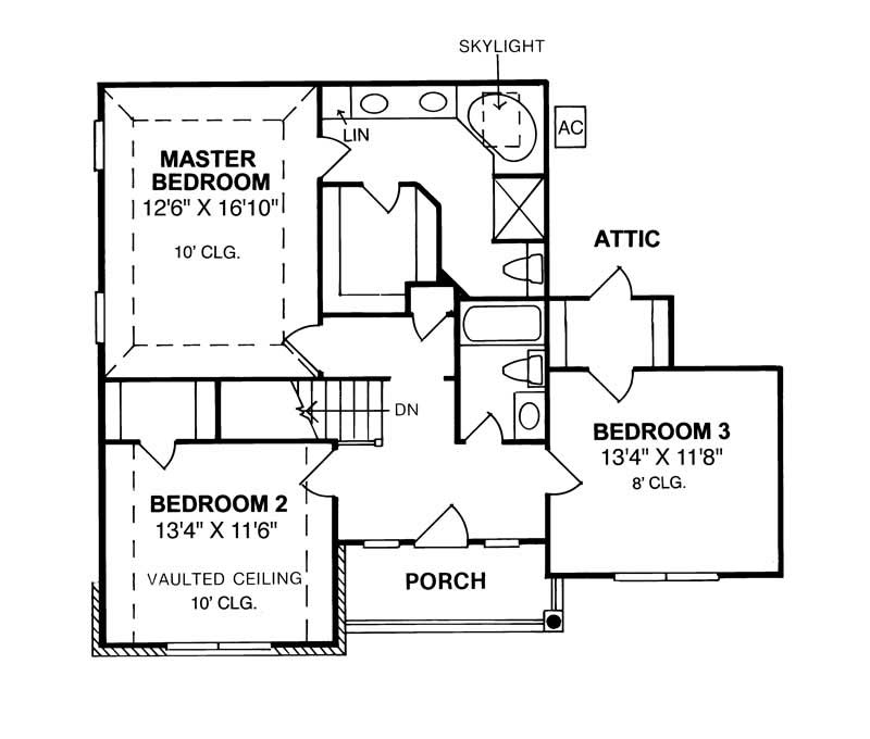 Floor Plan Second Story of Country Plan #178-1040