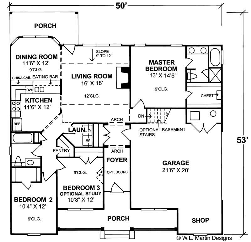Floor Plan First Story of Country Plan #178-1041