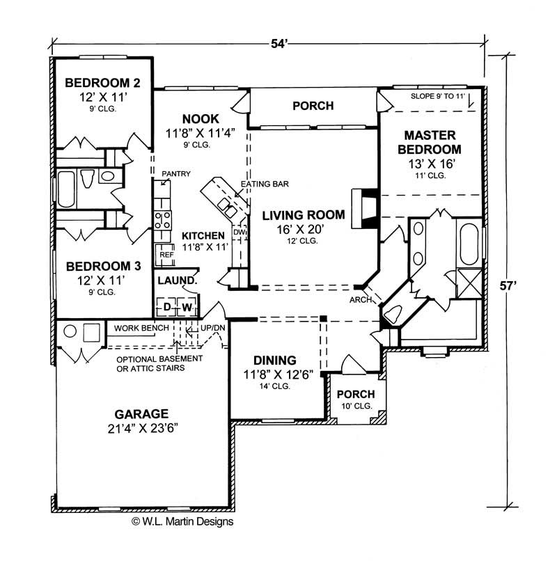 Floor Plan First Story of French Plan #178-1045
