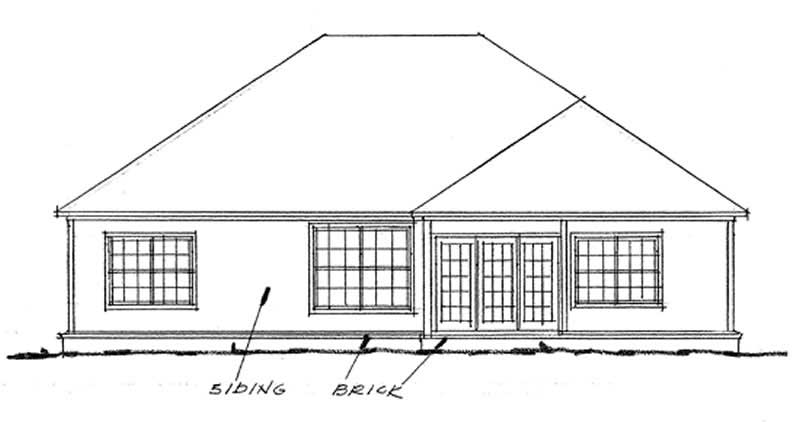 Home Plan Rear Elevation of this 3-Bedroom,1682 Sq Ft Plan -178-1046