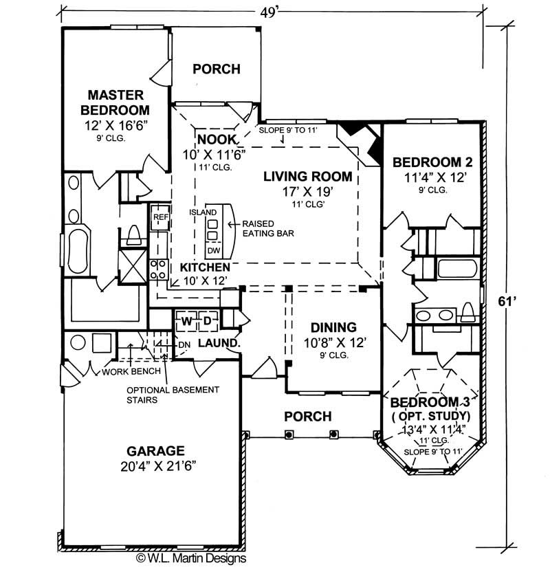 Floor Plan First Story of Small House Plans #178-1046