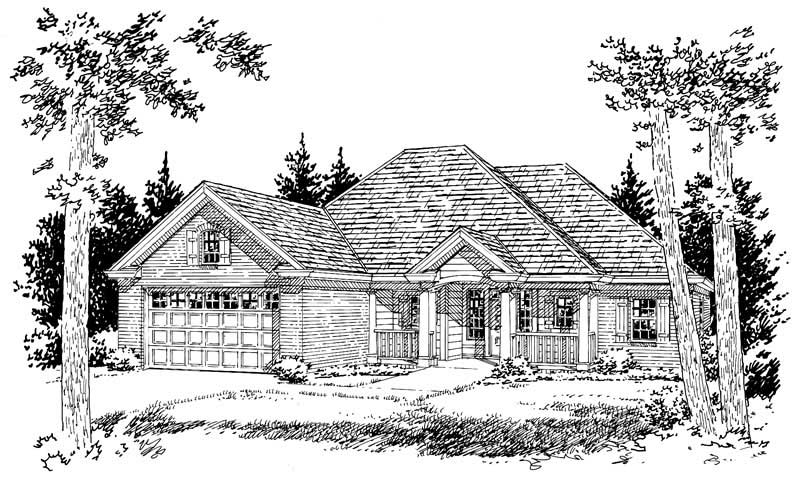 Front View of this 2-Bedroom, 1394 Sq Ft Plan - 178-1047