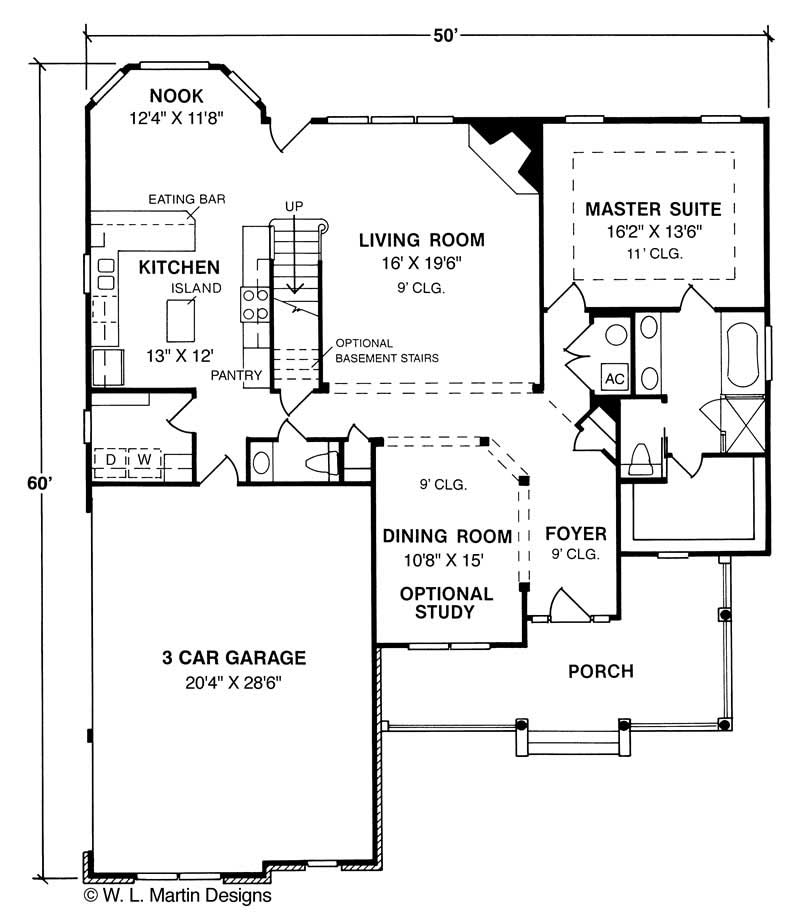 Floor Plan First Story of Country Plan #178-1050
