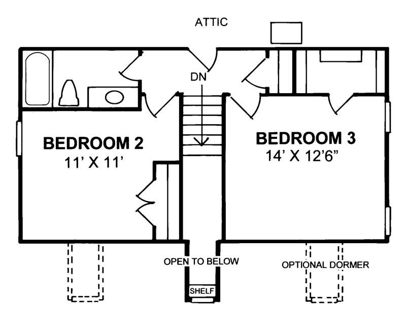 Floor Plan Second Story of Country Plan #178-1051