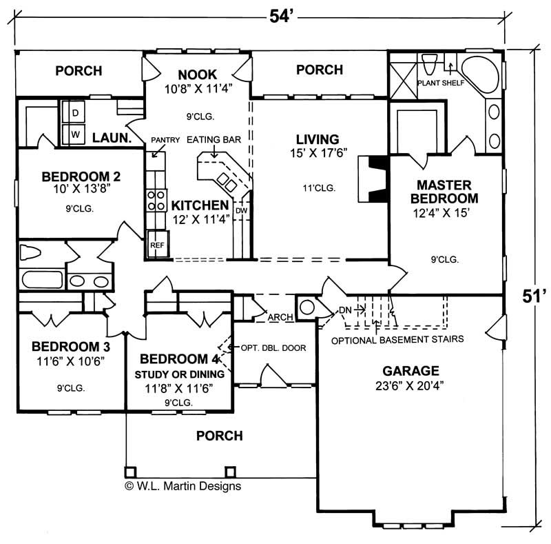 Floor Plan First Story of Small House Plans #178-1052