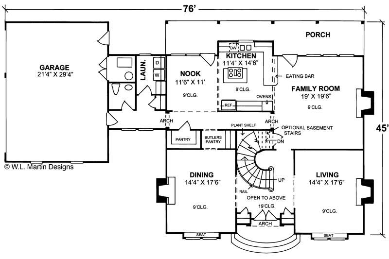 Floor Plan First Story of Colonial Plan #178-1053