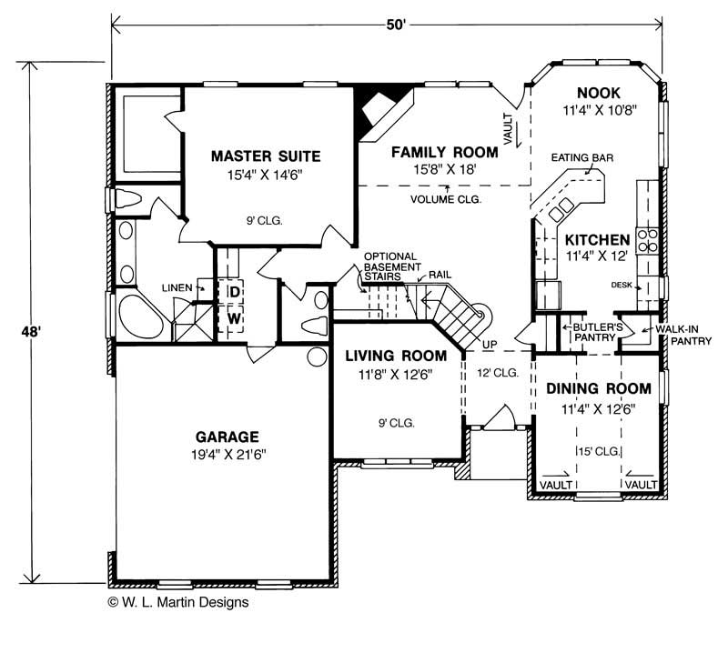 Floor Plan First Story of Ranch Plan #178-1055