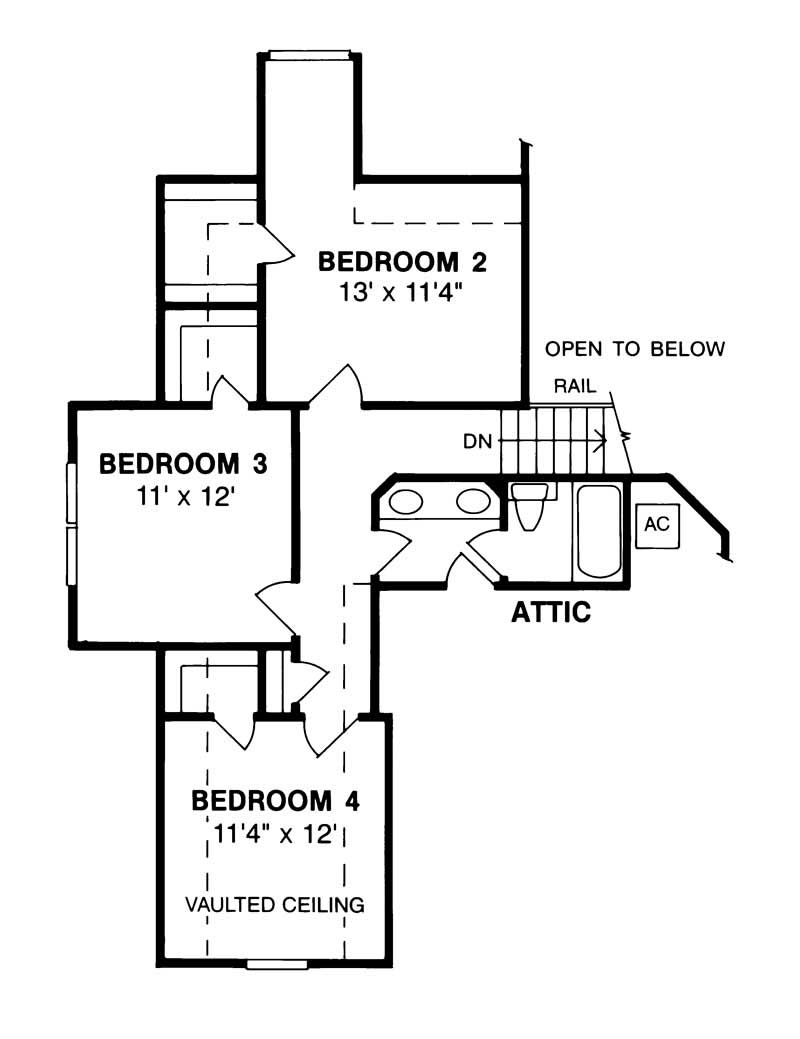 Floor Plan Second Story of Ranch Plan #178-1055