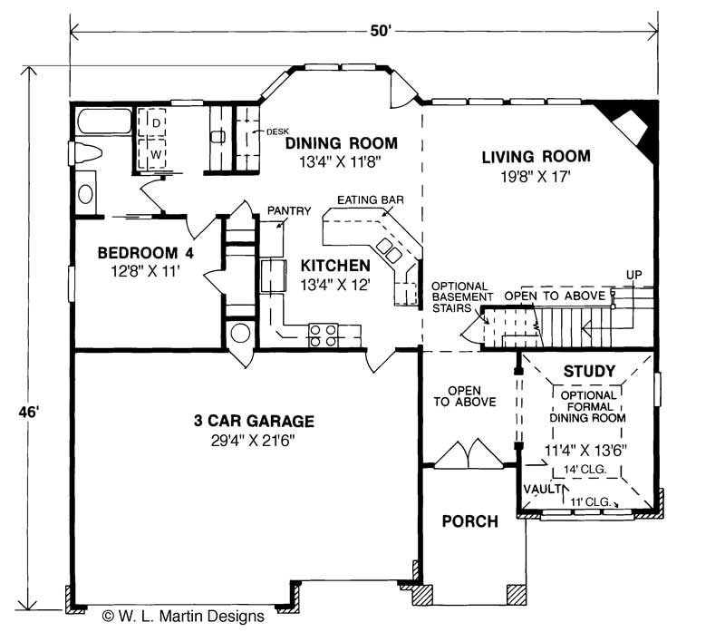 Floor Plan First Story of European Plan #178-1056