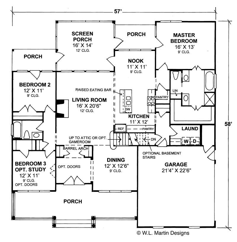 Floor Plan First Story of Country Plan #178-1057